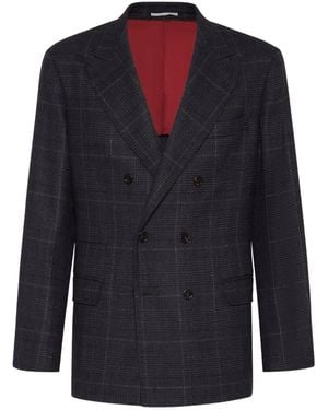 Brunello Cucinelli Double-Breasted Blazer - Blue