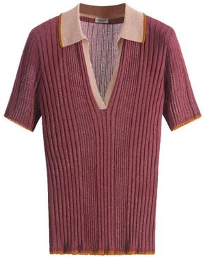 Roberto Collina Geribbeld T-Shirt Met V-Hals - Rood