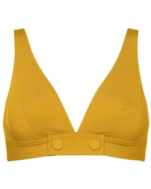 Eres Charme Button-Detail Bikini Top - Yellow