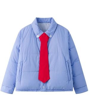 SSSTUFFF Reversible Pinstripe-Pattern Puffer Jacket - Blue