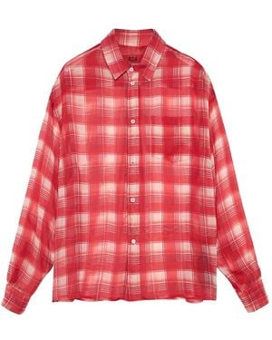 424 Check-Pattern Long-Sleeve Shirt - Red
