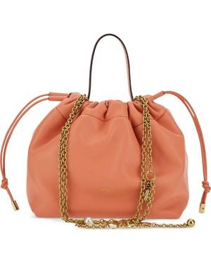 Chloé Drawstring Chain-Link Tote Bag - Orange