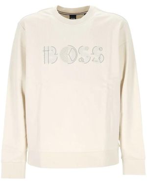 BOSS Pullover Mit Logo-Print - Weiß