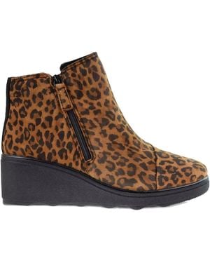 Clarks Mazy Eastham Zip Leopard Print Boots - Brown