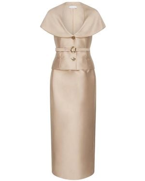 Violante Nessi Manuela Belted Silk-Mikado Maxi Dress - White