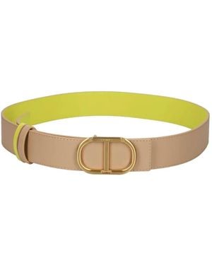 Twinset Cinturón reversible dorado de piel - Amarillo
