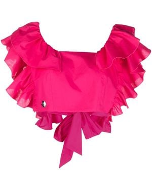 Philipp Plein Volant Ruffled Cropped Top - Pink
