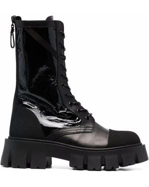 Premiata Lace-Up Leather Boots - Black