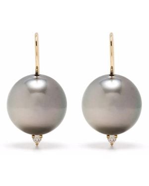 Mizuki Pendientes en oro amarillo de 14kt con diamantes y perlas - Metálico