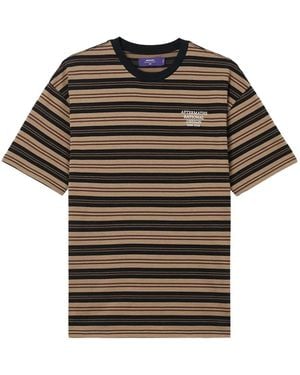 AFTERMATHS Striped Logo-Print T-Shirt - Natural