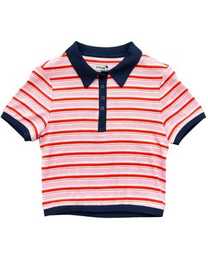 Jonathan Simkhai Striped Knitted Polo Top - Pink