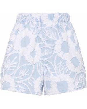 Prada Shorts Met Geborduurde Bloemen - Blauw