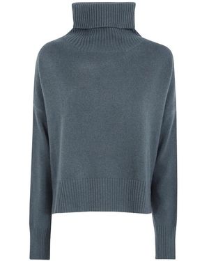 Ma'ry'ya Roll-Neck Knitted Sweater - Blue
