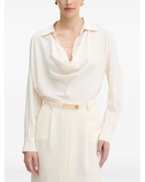 SIMONA CORSELLINI Chain-Embellished Draped Blouse - White