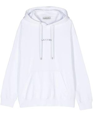 Lanvin Logo-embroidered Cotton Hoodie - White
