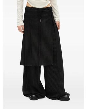 Ann Demeulemeester Marke Chalk-Stripe Layered Pants - Black
