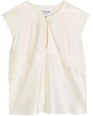 Veronica Beard Sparrow Keyhole Sleeveless Blouse - Natural
