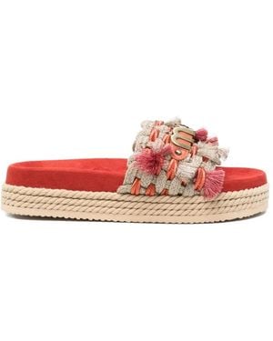 Mou Tassel-Embellished Braided Sandals - Pink