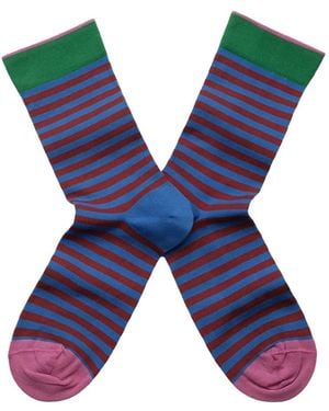 Bonne Maison Le Tapis Striped Colour-Block Socks - Blue