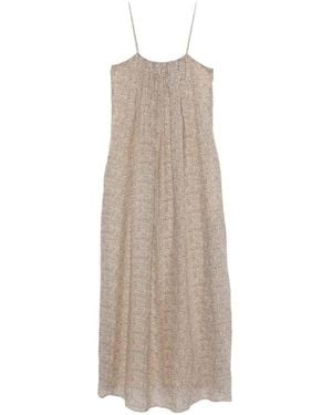 Alysi Dotted Ramie Midi Dress - White