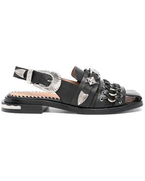 Toga Embellished Leather Sandals - Black