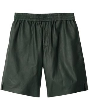 Burberry Logo-Debossed Leather Shorts - Green