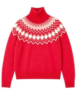 Chinti & Parker Fair Isle Roll-Neck Jumper - Red