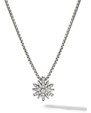 David Yurman Sterling Petite Starburst Diamond Necklace (10.5Mm) - Metallic