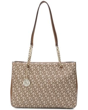 DKNY Logo Print Tote Bag - Brown
