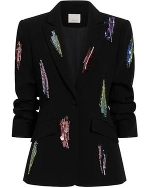 Cinq À Sept Paillette Whirl Cheyenne Embellished Blazer - Black