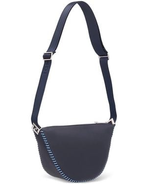 Fendi Small Melon Curved-Edge Leather Messenger Bag - Blue