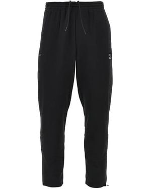EA7 Logo-Print Drawstring Track Pants - Black