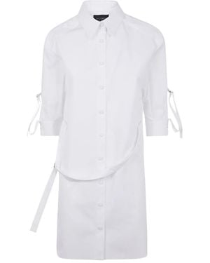 Giovanni bedin Tie-Fastening Cotton Mini Shirt Dress - White