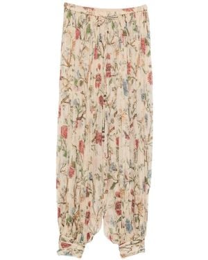 Into The East Morris Crinkle Lantern Floral-Print Pleated Pants - Natural