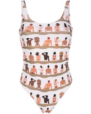 Amir Slama Graphic-Print One-Piece Swimsuit - White