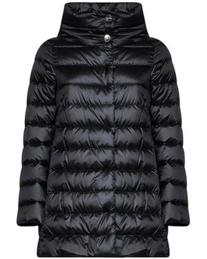 Herno Amelia Quilted Funnel-Neck Coat - Black