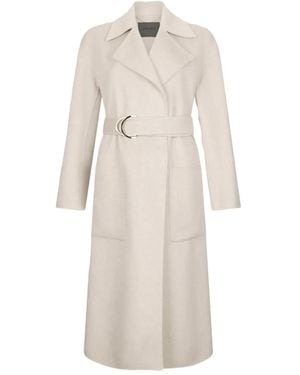 Liu Jo Wool Coat With Belt - Natural