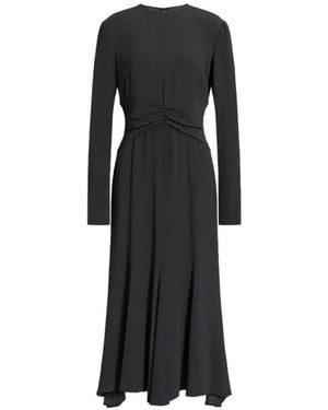Alberta Ferretti Ruched Long-Sleeve Midi Dress - Black