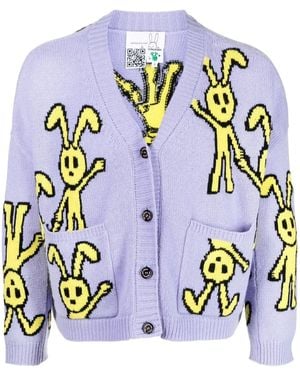 Natasha Zinko Cardigan Mit Hasen-Print - Blau