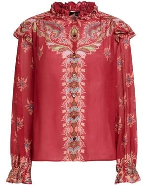 Etro Ruffled Paisley-Print Blouse - Red