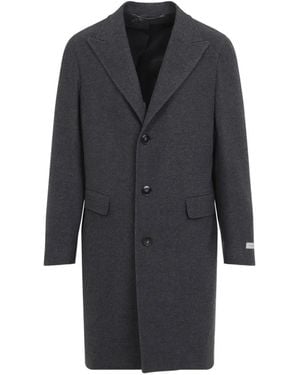 Canali Single-Breasted Wool Coat - Blue