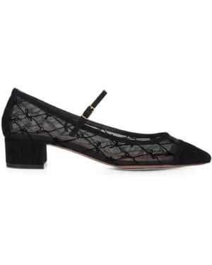 Aquazzura Mayor Mesh Court Shoes - Black