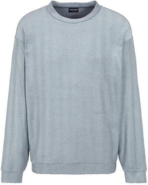 Giorgio Armani Maglione Con Ricamo A Zigzag - Blu