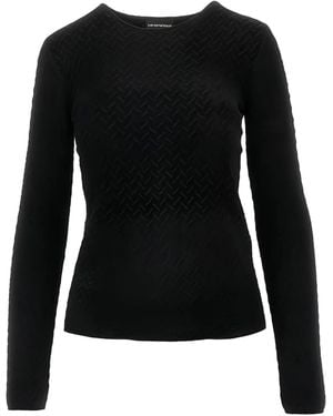 Emporio Armani テクスチャード セーター - ブラック