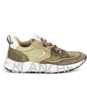 Voile Blanche Panelled Lace-Up Trainers - Green