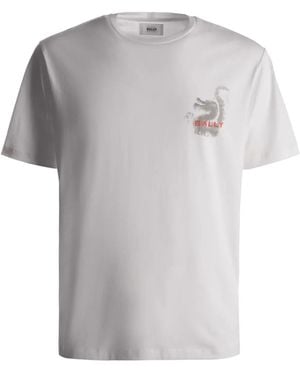Bally Dragon-Print Organic Cotton T-Shirt - Grey