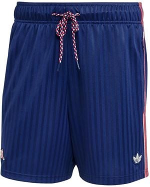 adidas ストライプ ショートパンツ - ブルー