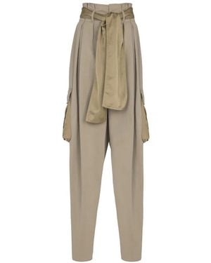 Balmain High-Waisted Cargo Trousers - Natural