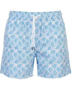 Fedeli Floral-Print Swim Shorts - Blue