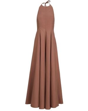 Brunello Cucinelli Poplin Halterneck Maxi Dress - Brown